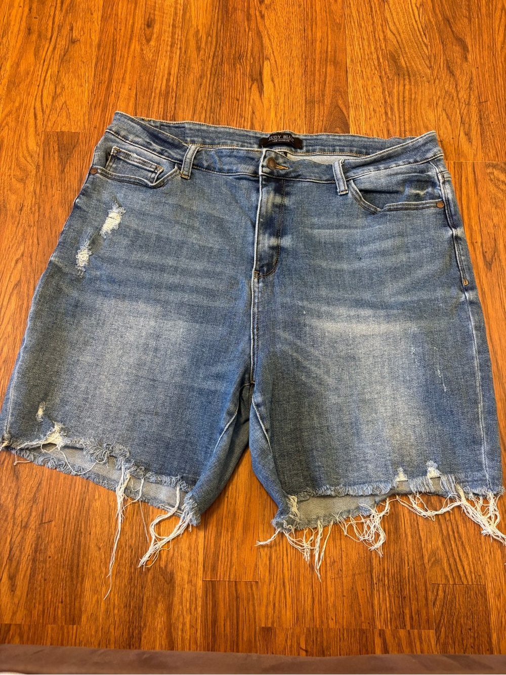 Judy Blue Faded Blue Distressed Denim Cutoff Shorts